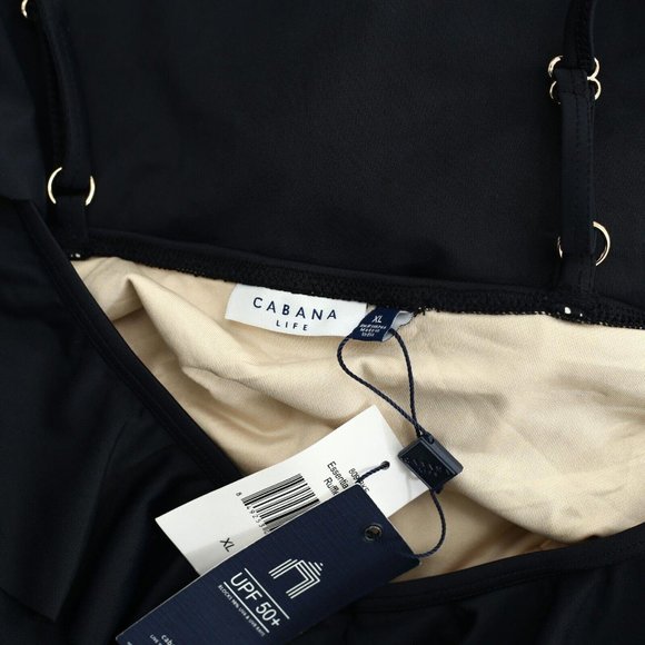 Cabana Life Essentials One-Piece Black Ruffle Bodysuit Top Solid XL NWT - Picture 5 of 5